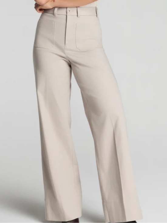 Pants - SPANXsupersmooth™ Stretch Twill Wide Leg Pant in Bone size large long